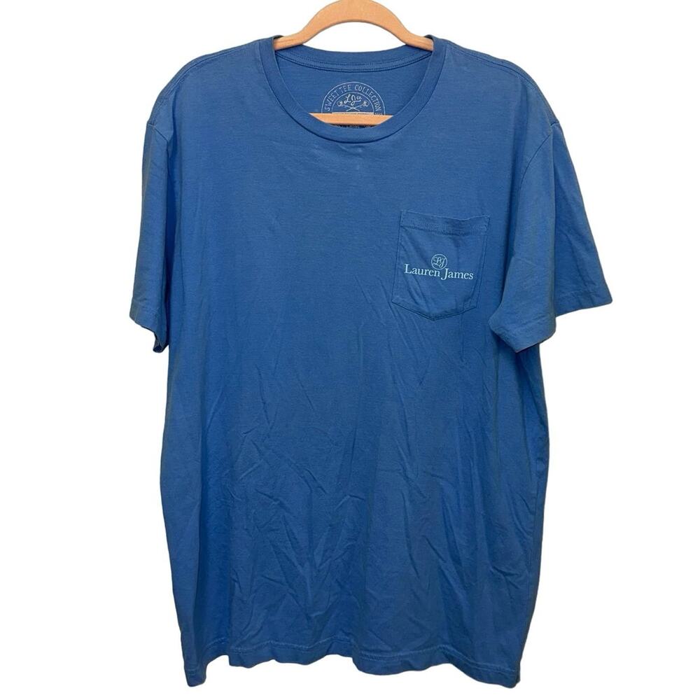 Lauren James Blue Graphic One Pocket Tee Shirt